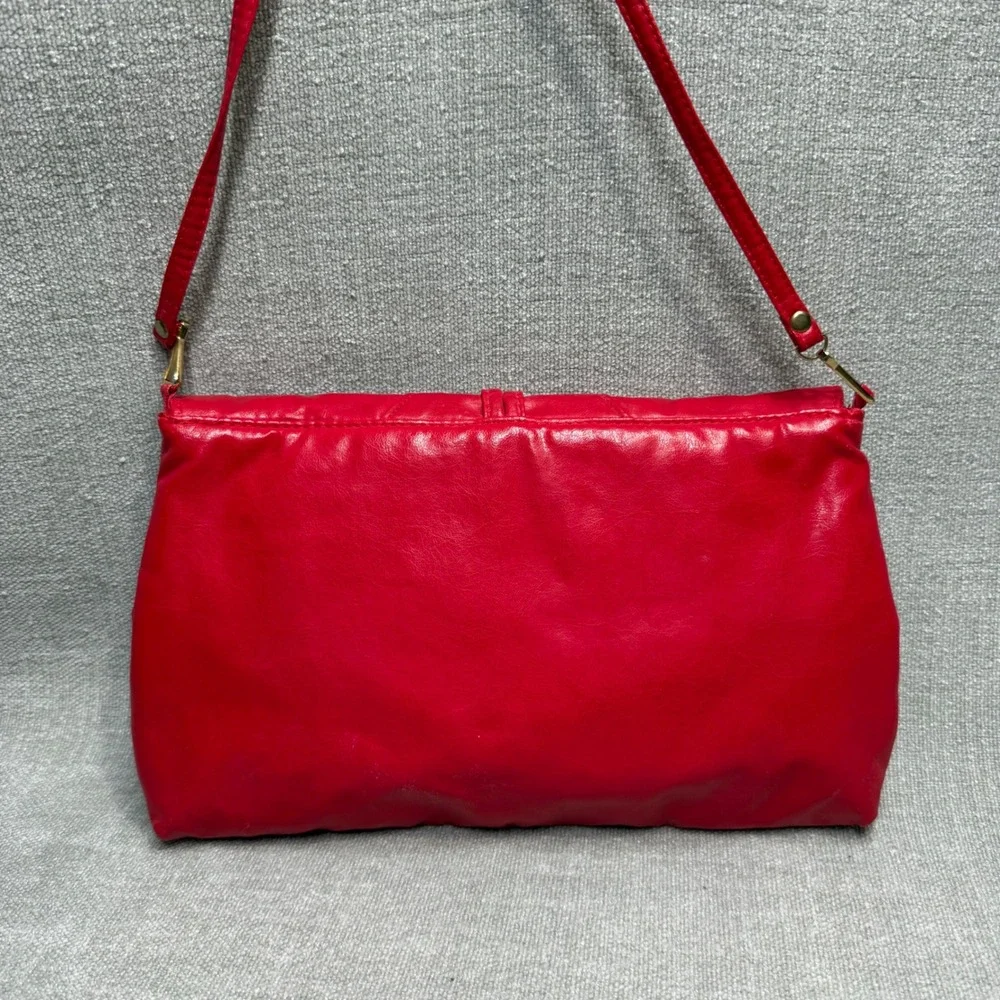 Vintage MCI Red Faux Leather Shoulder Bag Purse Clutch Handbag Y2K Retro 80s 90s